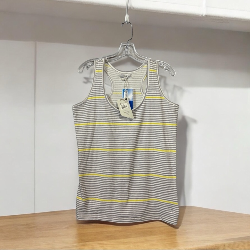 ♦️SALE♦️Oxygen, Striped Racerback Camisole, XL, Gray, White & Yellow 🏃‍♀️‍➡️